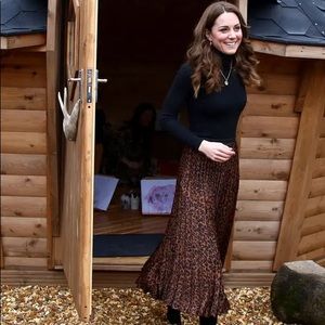 ASO Duchess of Cambridge Kate Middleton Zara Leopard Print Midi Skirt NWT